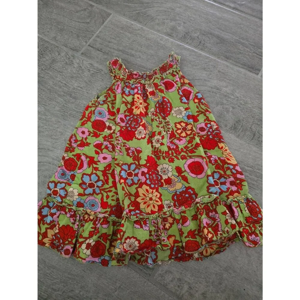 Baby Girl Peek Little Peanut Sergeant Fletcher Red Green Colorful Floral Dress S